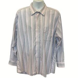 Chaps Gray and Pink Dress Shirt with Pointed Collar